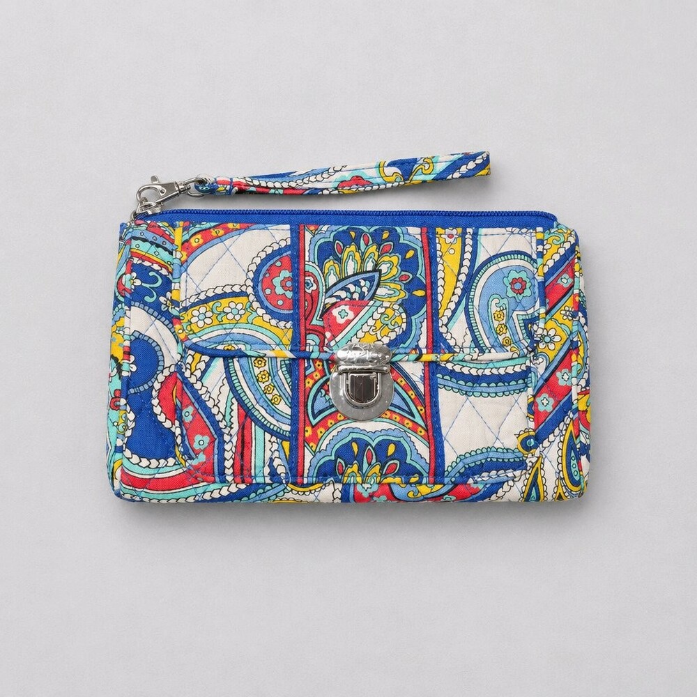 Vera Bradley Pushlock Wallet Marina Paisley Clutch Quilted Cotton
